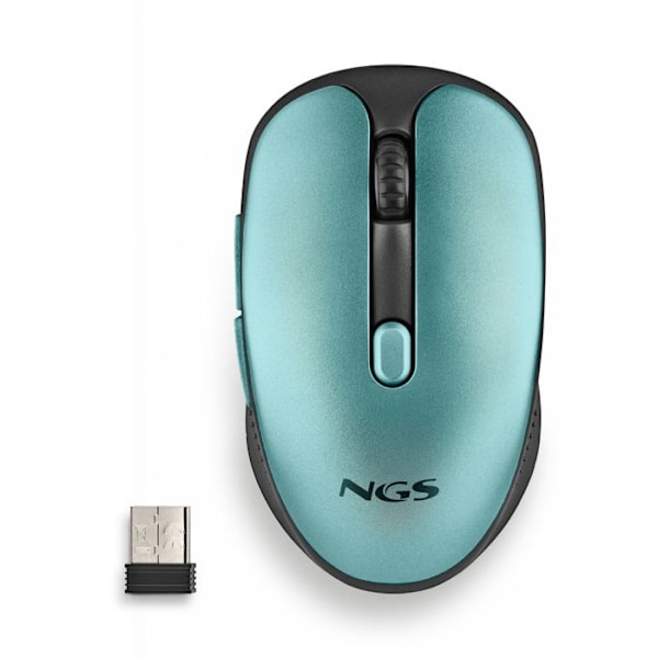 NGS EVO RUST ICE - 2,4 GHz uppladdningsbar trådlös mus, tysta tangenter, 3 upplösningsnivåer, designad för högerhänta användare, blå