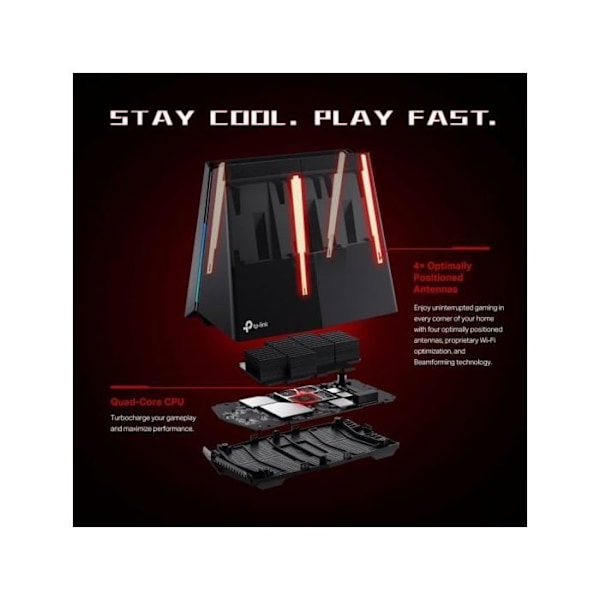 Router - TP LINK - Archer GXE75 - Wi-Fi 6E Tri-band - 5 Ethernet-porte - Kompatibel med Alexa