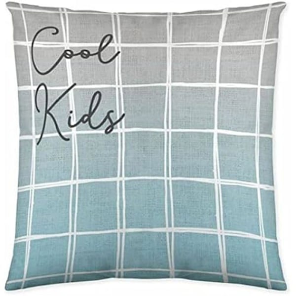 Kuddfodral - COOL KIDS - Blå - 50 x 50 cm - Fyrkantig - Vanlig Blå
