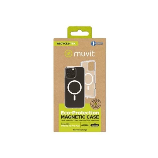 Coque - MUVIT - iPhone 16 Pro Max - Transparent - Magsafe kompatibel - Återvunnen Klar