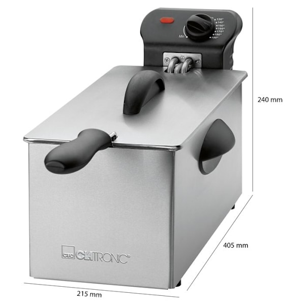 Friturepande i rustfrit stål 3L Clatronic FR 3586 - Grå - 2000 Watt - Variabel temperatur rustfrit stål