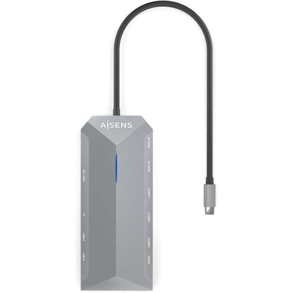 USB-C 12 in 1 - AISENS - Malli ASUC-12P005 - 2 x HDMI 4K - Alumiini - Harmaa