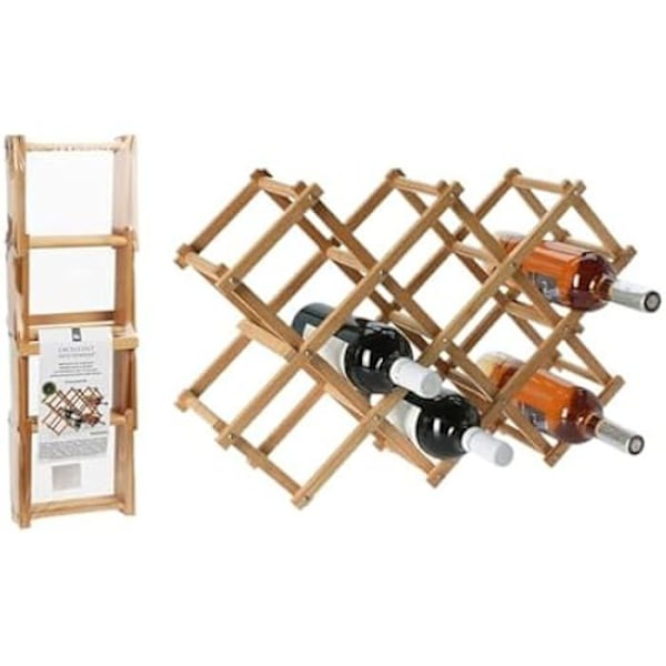 Viiniteline - ERINOMAINEN KÄYTTÖTAVARA - 10 PULLON WINERACK - Bambu - 54,5 x 16,5 x 36,5 cm