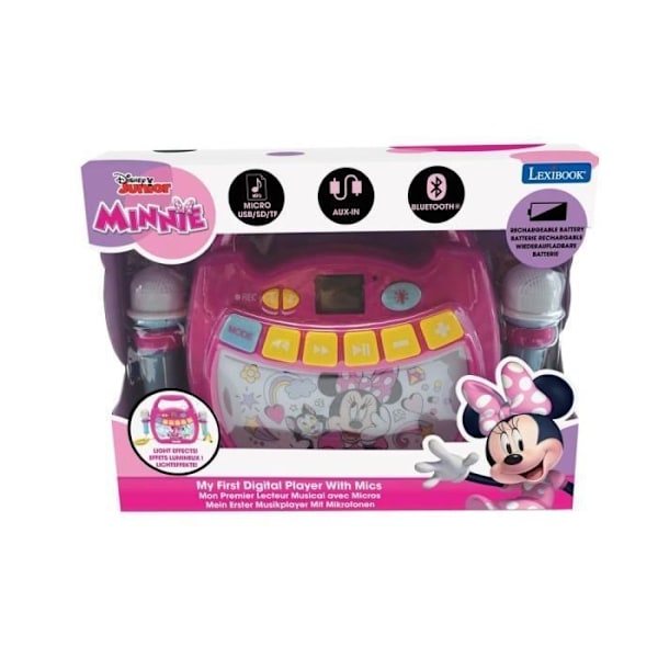 Bluetooth højttaler Minnie Mouse med lyseffekter, mikrofoner og genopladeligt batteri Flerfärgad