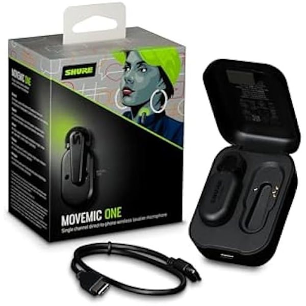 Mikrofon Lavalier - Shure - MoveMic One - Bluetooth - Sort - Trådløs Direkte til Telefon Svart