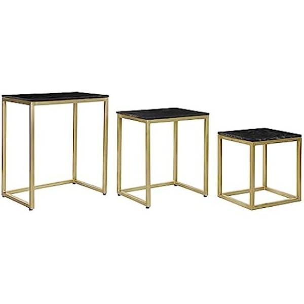 Vardagsbord - DKD Home Decor - Set med 3 - Guld och svart metall - Modern design - 60 cm hög