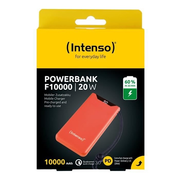 Intenso Power Bank F10000 10000mAh 20W Pika Lataus USB-A/C Oranssi