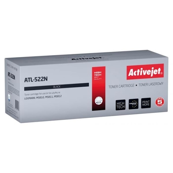 Activejet ATL-522N -mustekasetti Lexmark-tulostimille Korvike Lexmark 52D2000 Suprême 6000 sivua mustaa