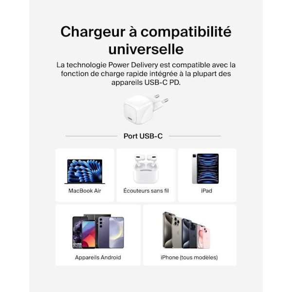 Lader - Belkin - BoostCharge 30 W - USB-C Power Delivery - Kompakt - Hvid