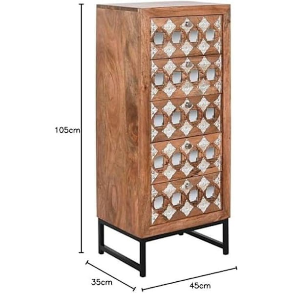 Kommode - HOME ESPRIT - Brun Sort sølv - Mangotræ - 50 x 110 x 40 cm - Skuffe(r) Flerfärgad
