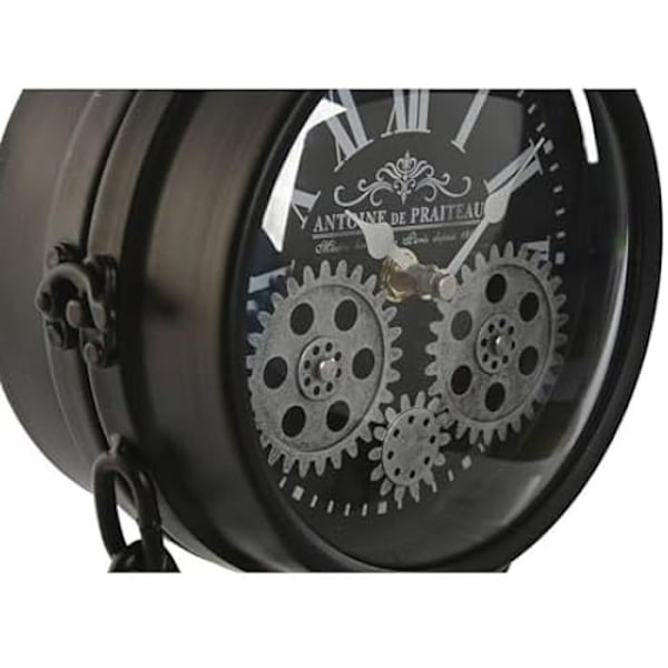 Bordsklocka - HOME ESPRIT - Svart Silver - Metall - Kristall - 17 x 18 x 33 cm Flerfärgad