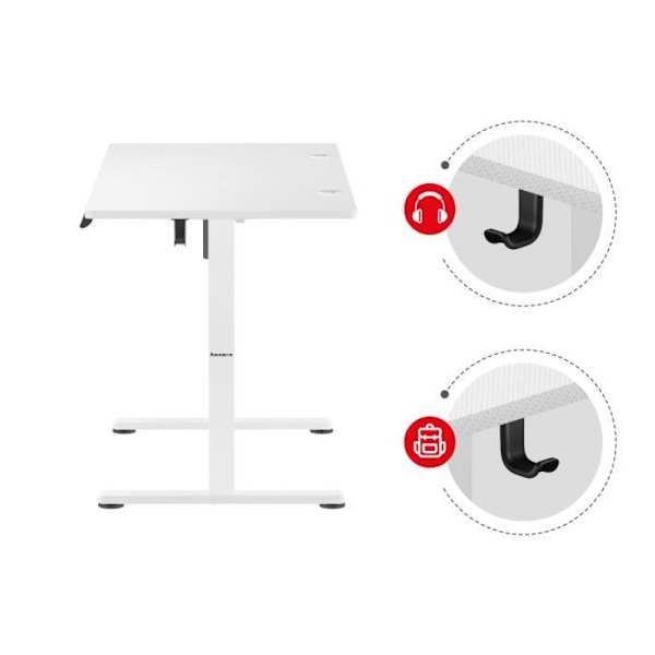 Bureau Assis Debout - HUZARO - HERO 8.2 - Hvid - Ergonomisk - MDF Kulstof 18mm Vit