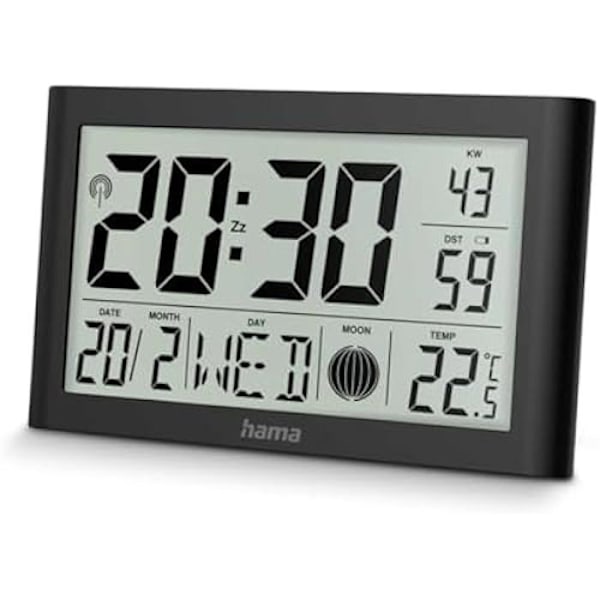 Digital Väckarklocka - HAMA - Martinique - Radiostyrd DCF - Termometer - 2 Alarmar Svart