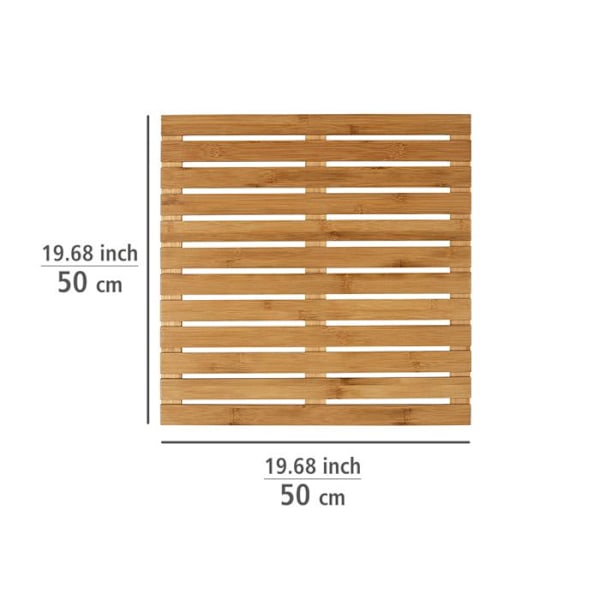 Duschgaller - WENKO - Fyrkantig bambu - Halkfri - 50 x 50 cm - Ekologisk Bambu trä
