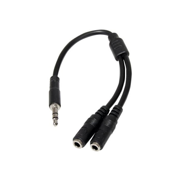 Slim stereojakohjainkaapeli - STARTECH - Uros 3,5 mm kahteen naarasliittimeen - Musta - 20 cm