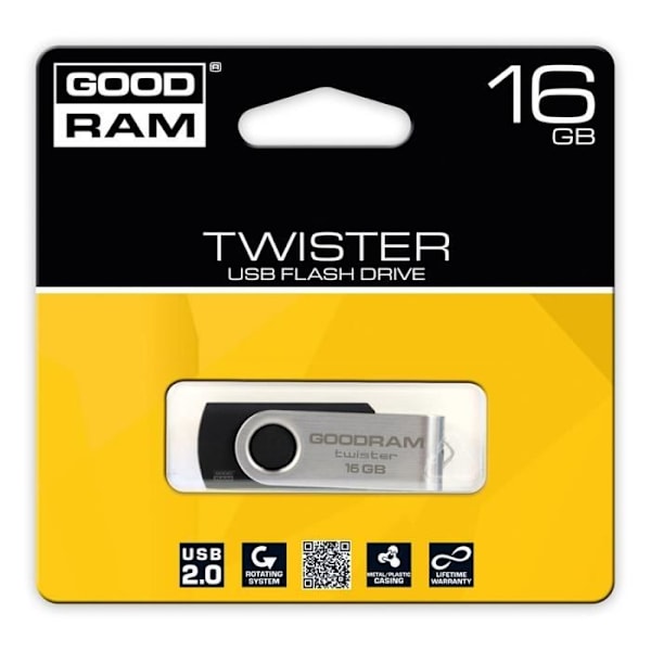 USB-minne 16GB - USB 2.0 - GoodRam Svart