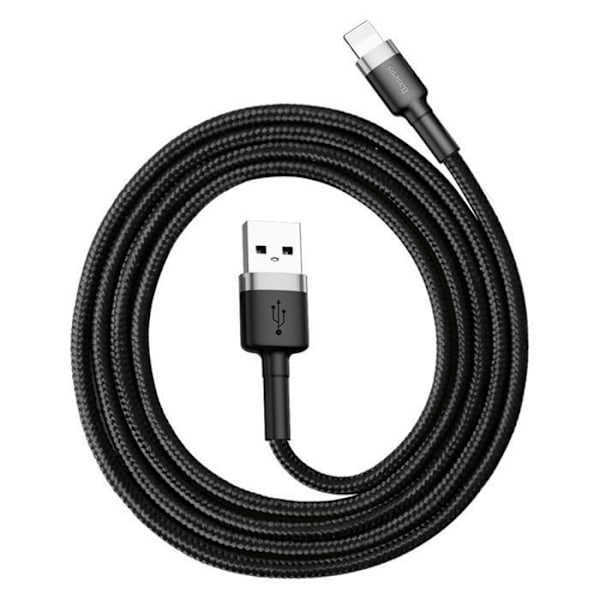 iPhone Lightning -kaapeli, nylonkestävä, 1 metri Sort grå