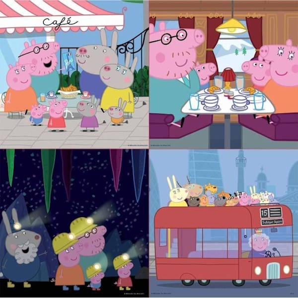Peppa Pig Progressive Puzzle - Set med 4 pussel - 12 till 25 bitar - Educa Flerfärgad