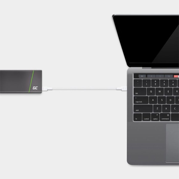 USB-C-kaapeli - Green Cell - PowerStream - 30 cm - Power Delivery 60 W - QC 3.0 (valkoinen)