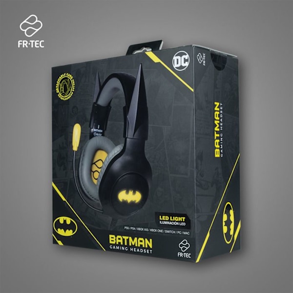 Batman Gaming Headset irrotettavalla Dark Knight Earsilla PS5:lle, PS4:lle, Xbox Series X/S:lle, Xbox Onelle, Nintendo Switchille, PC:lle, Macille