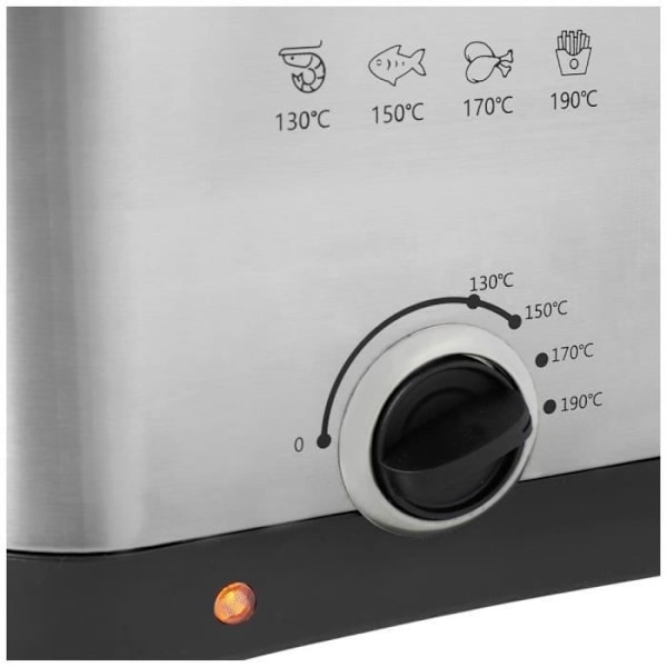 Prinssi 182612 Friteuse 1000 W tarttumaton pinnoite, ylikuumenemissuojalla hopea, musta