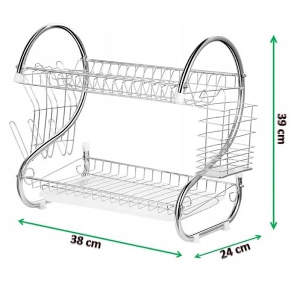 Etagère til opvask 2 niveauer Tallerkener bestik 38cm Maestro Silver