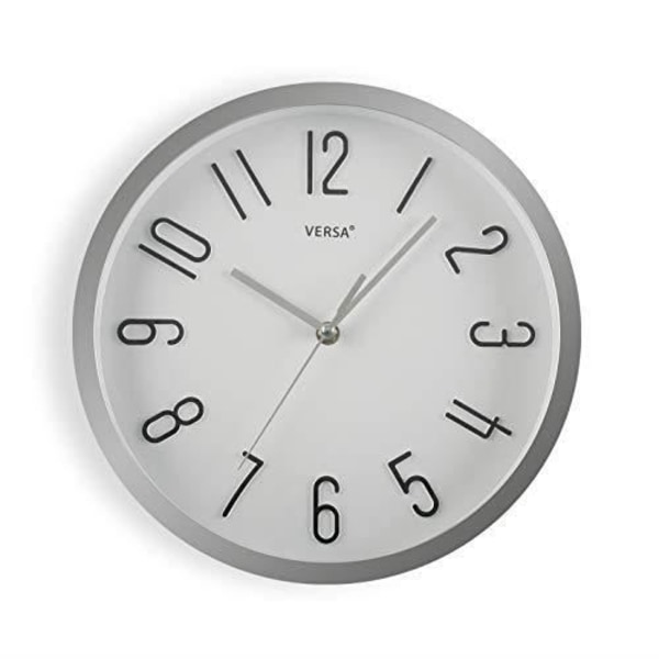Versa Køkken Vægur Ø 30 cm Plast Analog Moderne Ingen aplika Metallic sølv M292451