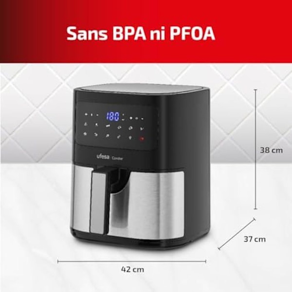 Air Fryer - UFESA - Condor - 4.5L - 1600W - Digital - 10 programmer Rostfritt stål