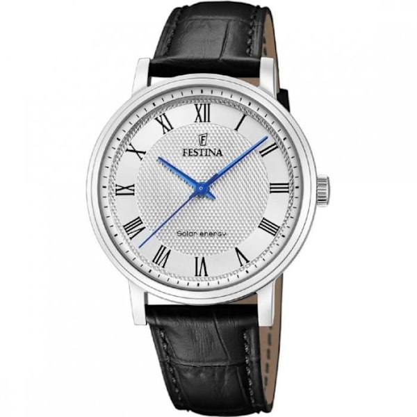 Ur - FESTINA - F20660/3 - Stål 41mm - Sort Læder - Solenergi - Vandmodstand 50m Grå, Svart, Blå