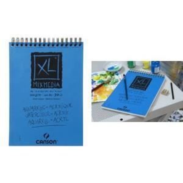 Spiral Album - CANSON - XL® Mix Media A4 - 30 ark - 300 g - Finkornig - Vit Vit
