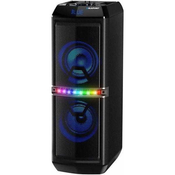 Ilta-ääni Blaupunkt Langaton Bluetooth-kaiutin 2 x 30W RMS Kauko-ohjain Karaoketoiminto Diskovalo musta