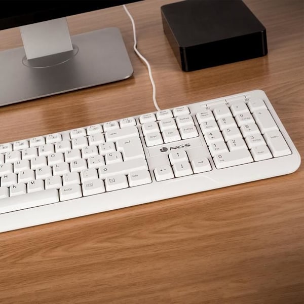 USB-tangentbord - NGS - Spike - QWERTY - 12 multimediatangenter - Kabelansluten - Vit