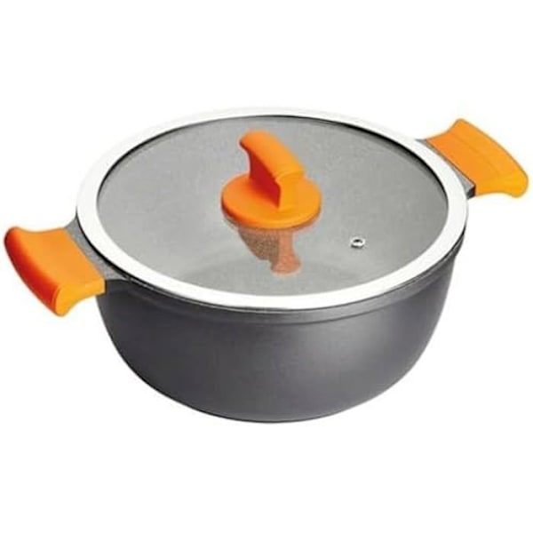 Kasserolle - INOXIBAR - Absolut Black Series - 24 cm - Rustfrit stål - Non-stick Svart