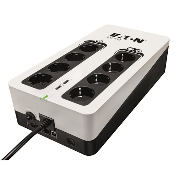 Invertteri/Monipistorasia/Ylijännitesuoja - EATON 3S 700 DIN - Off-line UPS - 3S700D - 700VA (8 DIN-liitäntää + 2 USB-latausporttia)