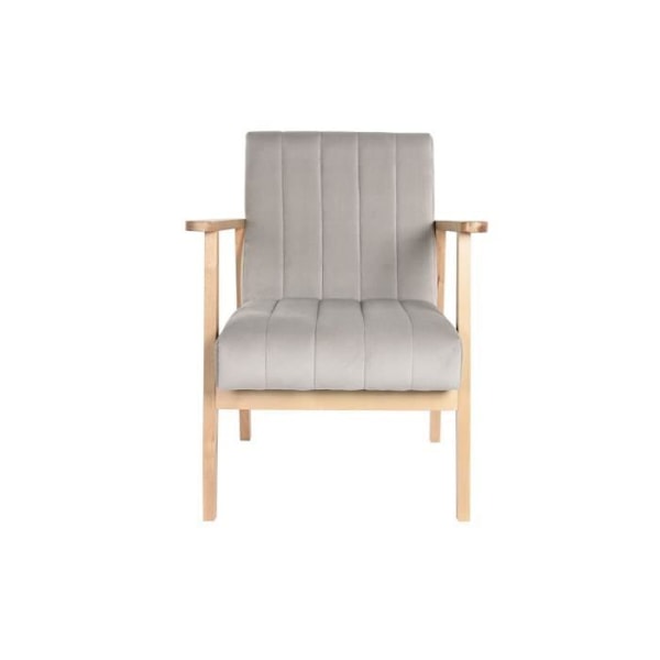 Fåtölj - Naturgrå Beige - 63 x 68 x 81 cm - Furu - Vit