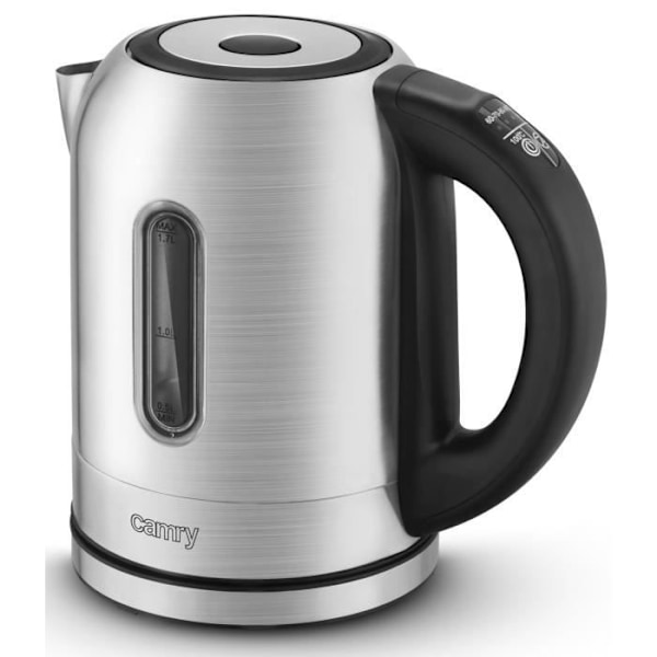 Bouilloire CAMRY CR 1253 - 1,7 L - Rustfrit stål - 2200 W - Knap - Antikalke - Hold varm - 360°
