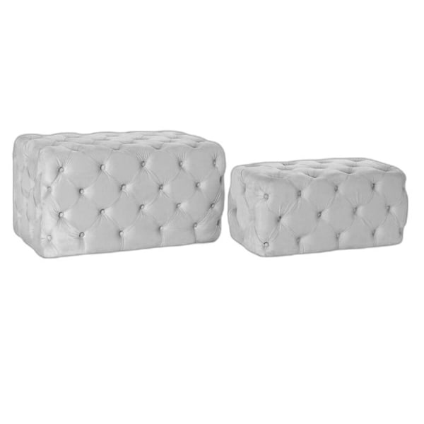 Bænksæde af polyester, fløjl og MDF træ DKD Home Decor grå