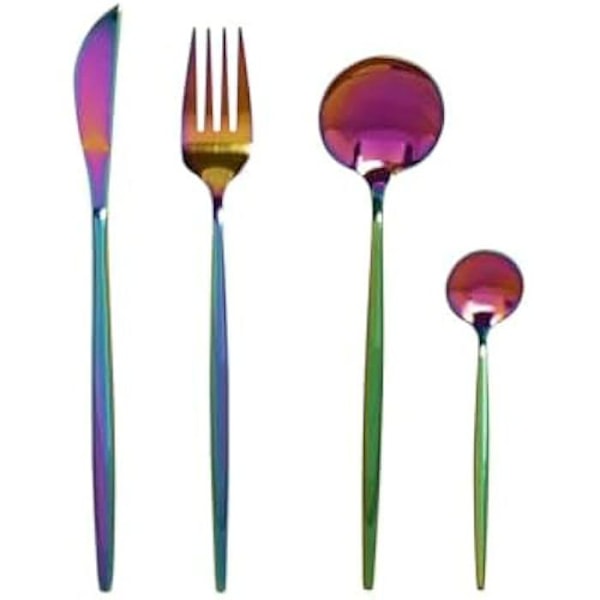 Bestick - HOME ESPRIT - 16 delar - Rostfritt stål - Flerfärgad - Tål diskmaskin Flerfärgad