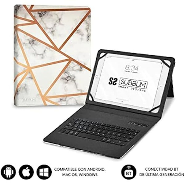 SUBBLIM FUNDA Tablet KEYTAB Pro BT Trendig MARMOL Blanco Vit
