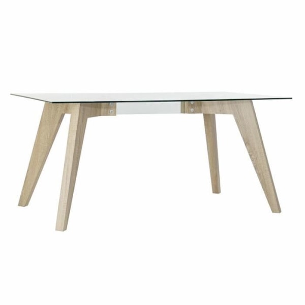 Spisebord - MDF-træ - hærdet glas - Hvid