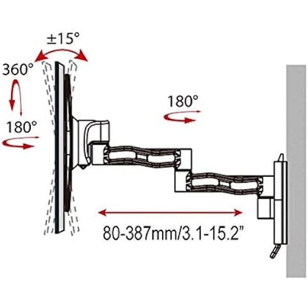 Haeger WB-T37.016A Triple Tilt & Swive TV-fäste för 17"-37" Plasma/LED/LCD-TV, universalfäste, monteringsdesign