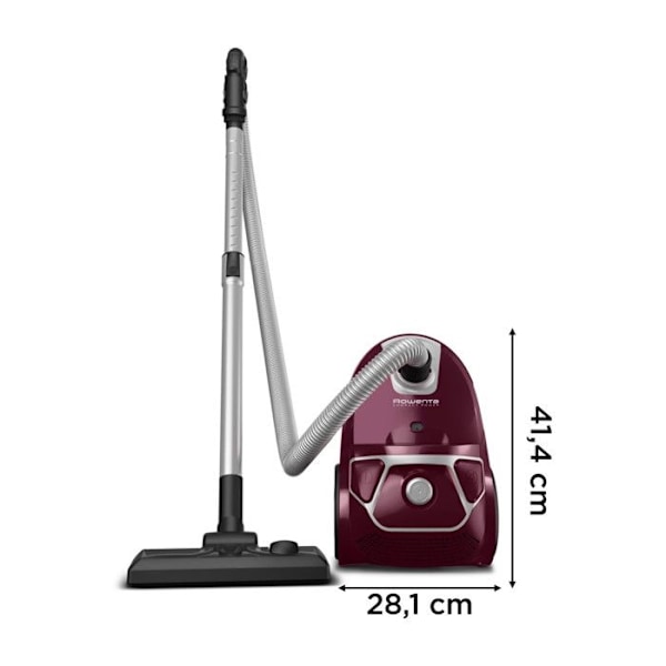 Rowenta RO3969EA 3L 750W Easy Brush Bordeaux Silver Bag Dammsugare - ROWENTA - Torr - 3L - Sektor Bordeaux silver