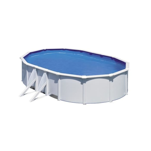 GRE - Hvid ovalt stål udendørs pool 5,27m x 3,27m x H: 1,22m (Leveres med sandfilter og stige) Lackad vit