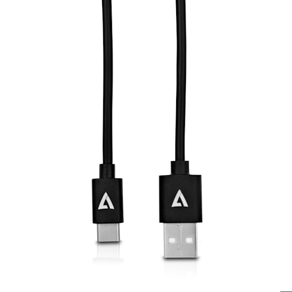USB Type A til Type C dataoverførselskabel - V7 - 2m - Guldbelagt stik - Sort