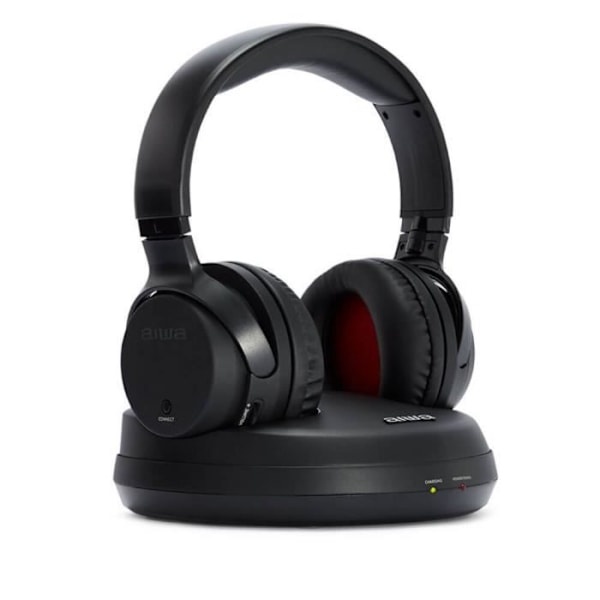 Trådløse hovedtelefoner - AIWA - WHF-880 - Sort - Rækkevidde 100 m - Ladestation - PLL Svart