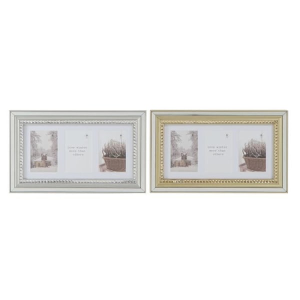 luksus fotoramme 46,5 x 2 x 28,5 cm traditionelt polystyren sølv guldglas (2 enheder)