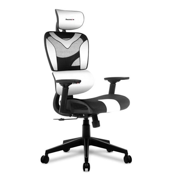 HUZARO Combat 8.0 ergonomisk spelstol vit - Justerbar höjd och armstöd - Svankstöd - Nackstöd Vit