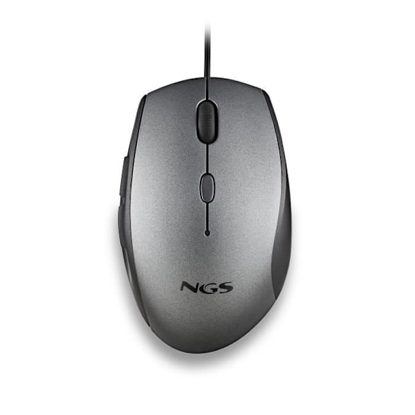 NGS MOTH GREY: Ergonomisk mus med lydløse knapper. Højrehåndet. DPI: 800/1200/1600. Grå.