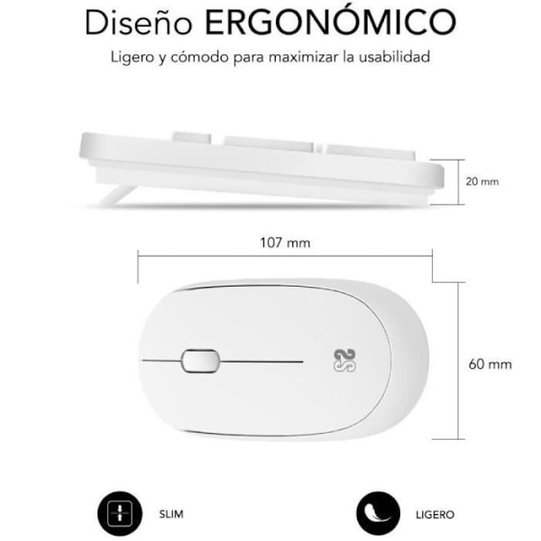Tangentbord och muskombination - Subblim - Business Slim - Tyst - Inalámbrico - USB