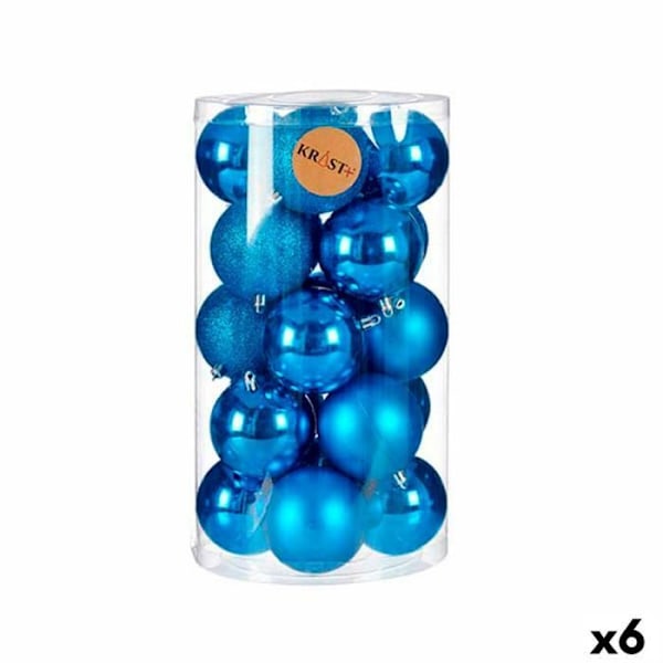 setti sinisiä muovisia joulupalloja 8 x 9 x 8 cm (6 kpl)